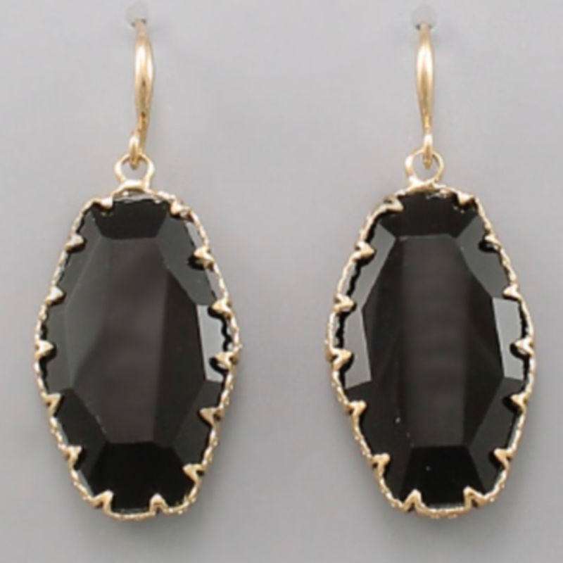 USC39-Black Hexagon Earrings  Main Image