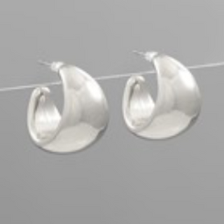 CL66- Wide Crescent Hoops (Gold & Rhodium) - Thumbnail 2