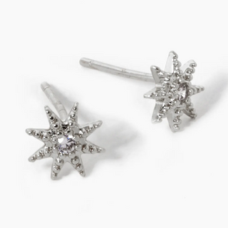 Y91- 18k Gold Dipped CZ Dainty Sunburst Stud Earrings - Thumbnail 2