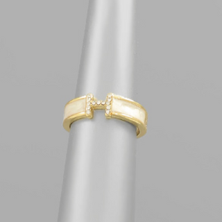 INS17- H Initial Ring Mother of Pearl & CZ