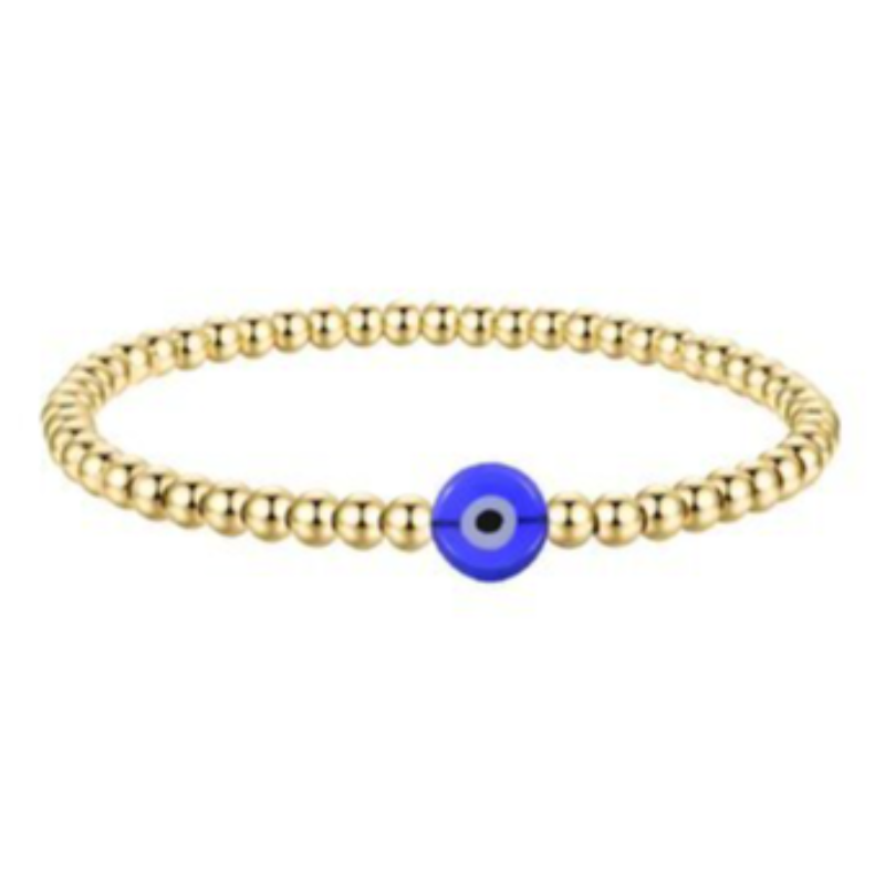 B3-18K GOLD PLATED STAINLESS STEEL "EVIL EYE" BRACELET Main Image