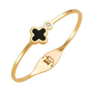 Q21-18K GOLD PLATED STAINLESS STEEL "FOUR-LEAF CLOVER" BRACELET