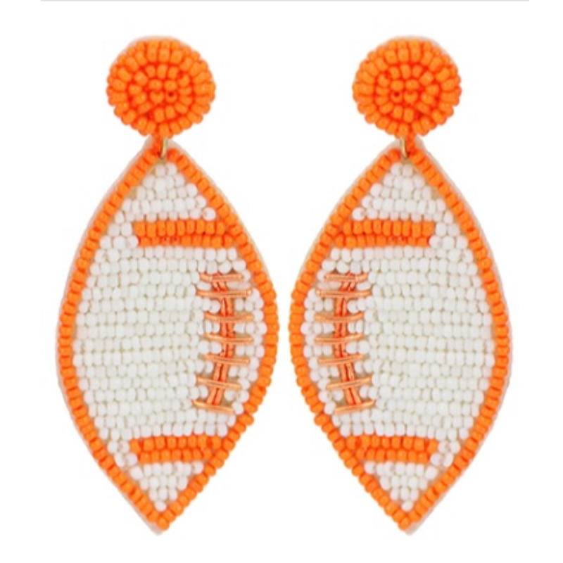 T59- Beaded Orange & White Footballs  Main Image