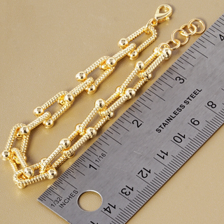 CL4- White Gold Dipped Designer Inspired Brass Chain Bracelet (also available in Gold) - Thumbnail 3