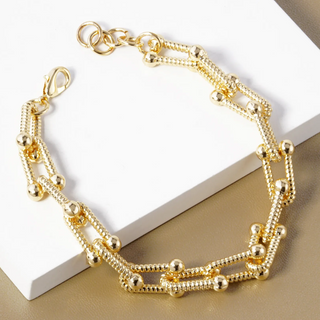 CL4- White Gold Dipped Designer Inspired Brass Chain Bracelet (also available in Gold) - Thumbnail 2