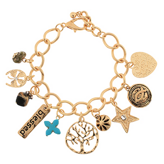 BR26-"Blessed" Charm Bracelet