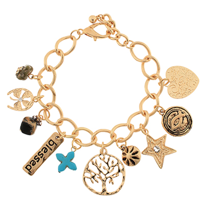 BR26-"Blessed" Charm Bracelet Main Image