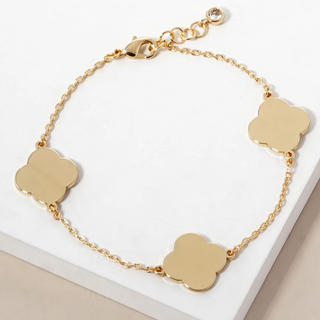 Q9-18K Gold Dipped Three Brass Quatrefoil Chain Bracelet