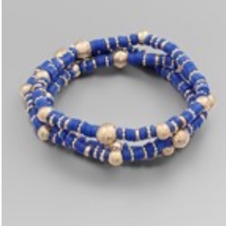 M105- 3 Row Bead & Metal Ball Bracelet - Thumbnail 6