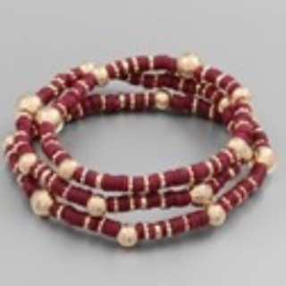 M105- 3 Row Bead & Metal Ball Bracelet - Thumbnail 8