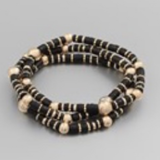 M105- 3 Row Bead & Metal Ball Bracelet - Thumbnail 10