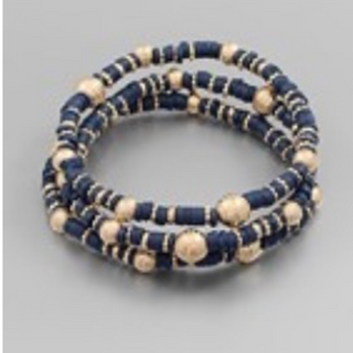 M105- 3 Row Bead & Metal Ball Bracelet - Thumbnail 7