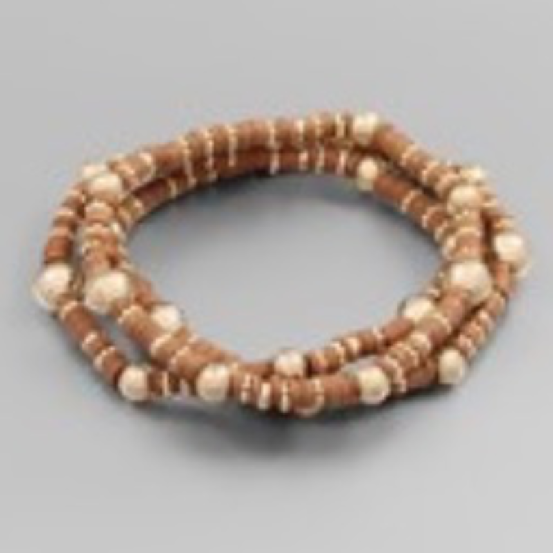 M105- 3 Row Bead & Metal Ball Bracelet - Thumbnail (Preview) 9