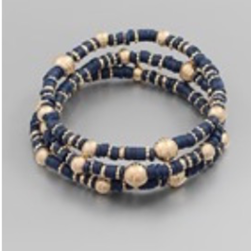 M105- 3 Row Bead & Metal Ball Bracelet - Thumbnail (Preview) 7