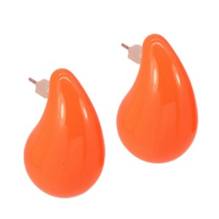 T44- Orange Color Coated Teardrop Earrings