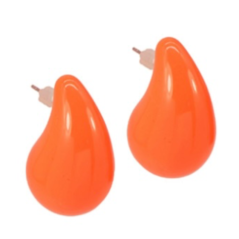 T44- Orange Color Coated Teardrop Earrings Main Image