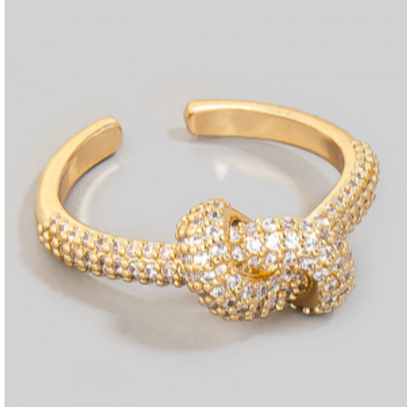 R23- Cz Pave Knot Open Band Ring Main Image