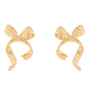 Y56-Wavy Tail Metal Bow Earring (available in gold and silver)