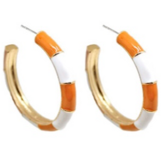 T37- 1.5” orange & white stripe hoops