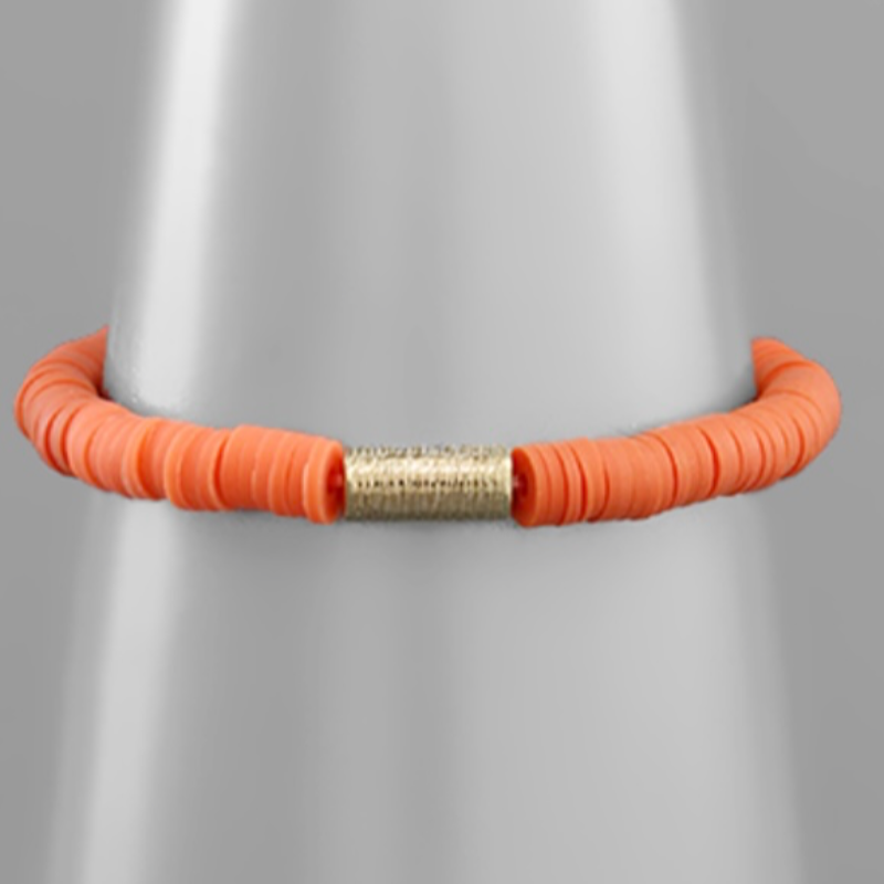 C28- Rubber Bead Bracelet- orange-  Main Image