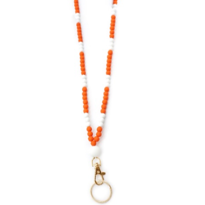 T76- orange & white beaded ID tag Main Image