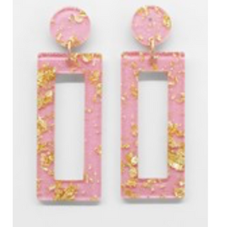 USC50- Gold Flake Rectangle Earrings - Thumbnail 3