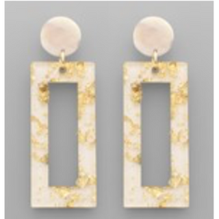 USC50- Gold Flake Rectangle Earrings - Thumbnail 2