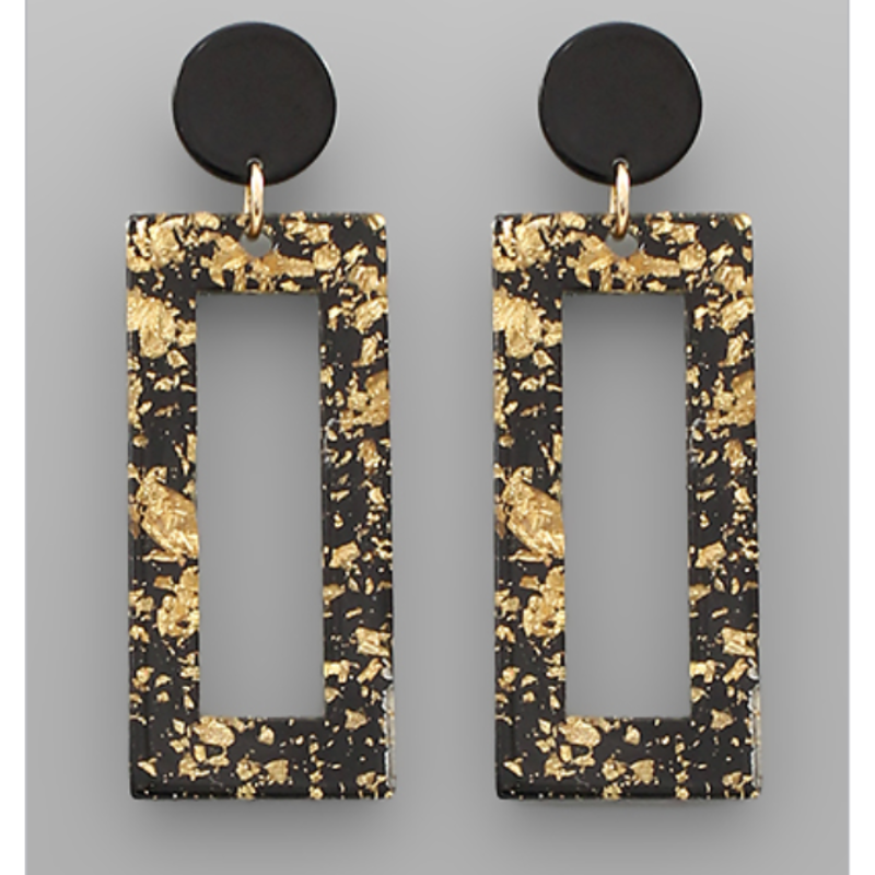 USC50- Gold Flake Rectangle Earrings Main Image