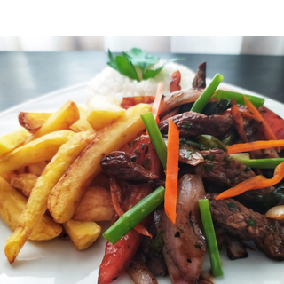 LOMO SALTADO- Peruvian ( fries No rice or Rice no fries) 