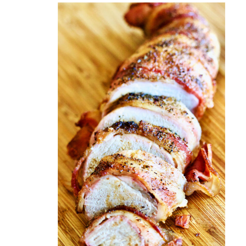 Bacon Wrapped Pork Loins with Potato Gratin  Main Image