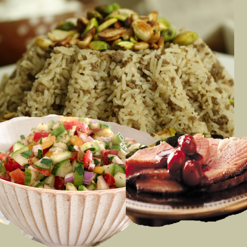 Bourbon Glazed ham, lebanese rice and ground beef with a side of tabouleh Main Image