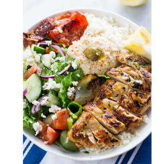 Shredded Braised Chicken Mediterranean bowl 