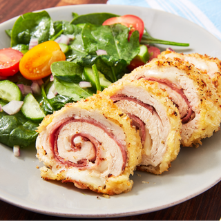 Chicken Cordon Bleu with a side of Rasberry walnut salad