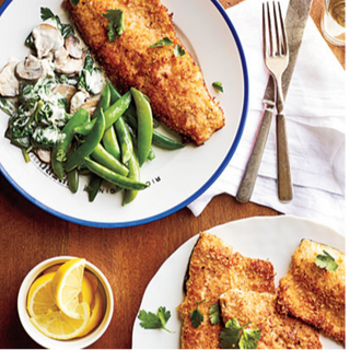 Pecan crusted Trout with apple studded salad and thyme roasted potatoes 