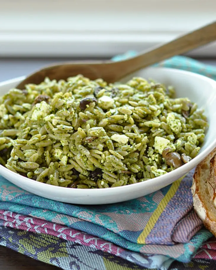 Orzo Salad with Spinach Pesto, Olives & Feta Main Image