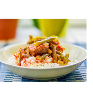  Middle Eastern  Beef/Lamb Stew (Fasoolya Khadra) over Vermicelli Rice