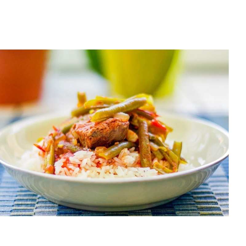  Middle Eastern  Beef/Lamb Stew (Fasoolya Khadra) over Vermicelli Rice