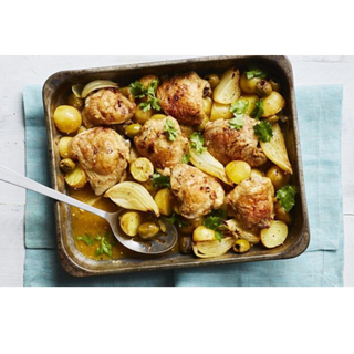 Mediterranean Lemon  garlic Chicken over  potatoes