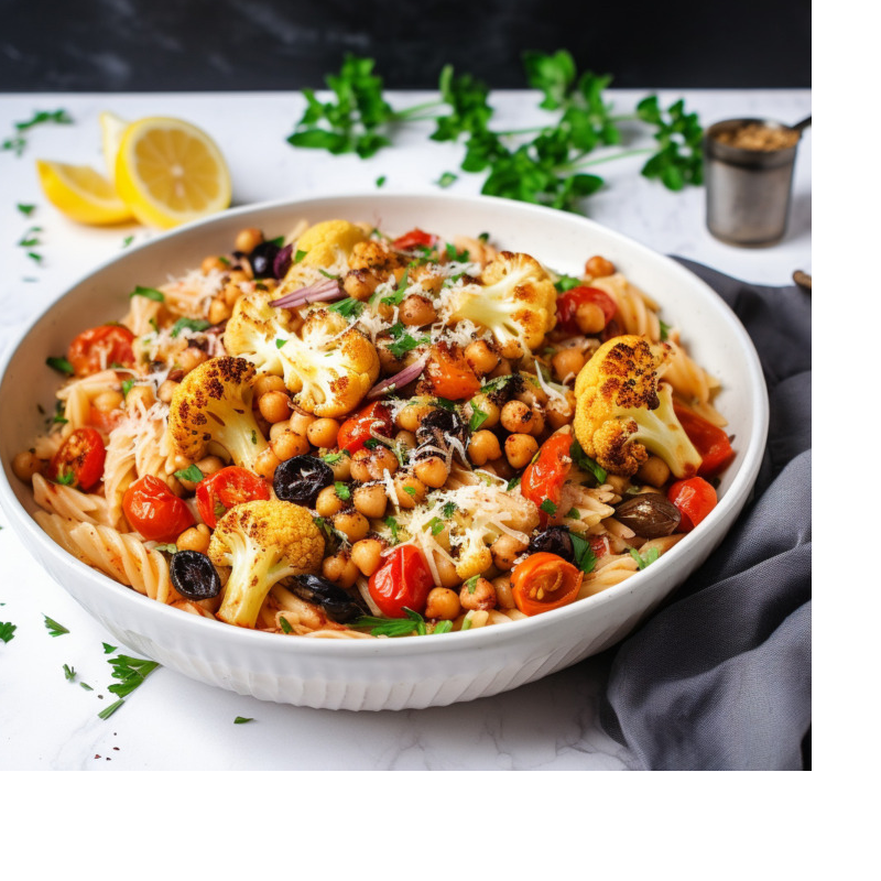 Cauliflower and Chickpea Mediterranean Pasta Main Image