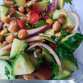 Chickpea Salad With Cucumbers & Tomatoes