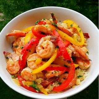 SHRIMP SAUTEED OVER COUSCOUS or Quinoa Brown Ric