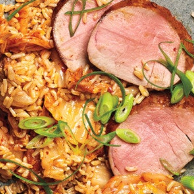 Korean BBQ Pork Tenderloin with Kimchi Rice & Baby Bok Choy  Main Image