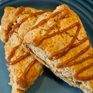 Apple Scones with Caramel Drizzle