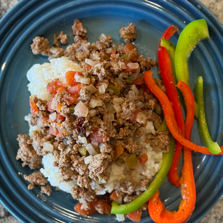 Picadillo with Sauteed Bell Peppers