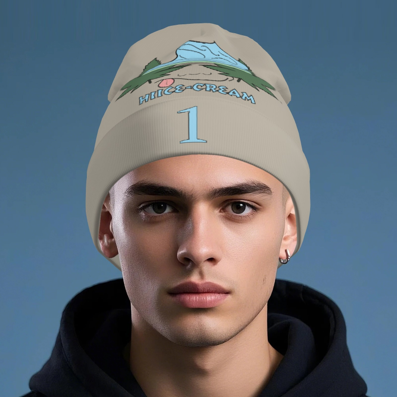 Printed Long Beanie - Light Apricot - Original