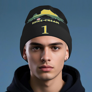 Printed Long Beanie - Black - Riedell Yellow