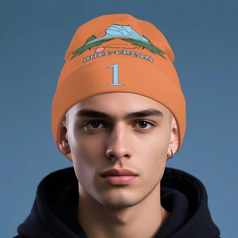 Printed Long Beanie - Orange - Original