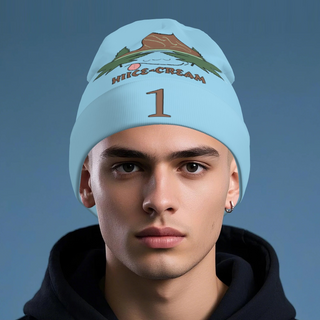 Printed Long Beanie - Hiice-Cream Blue - Chocolate Mint