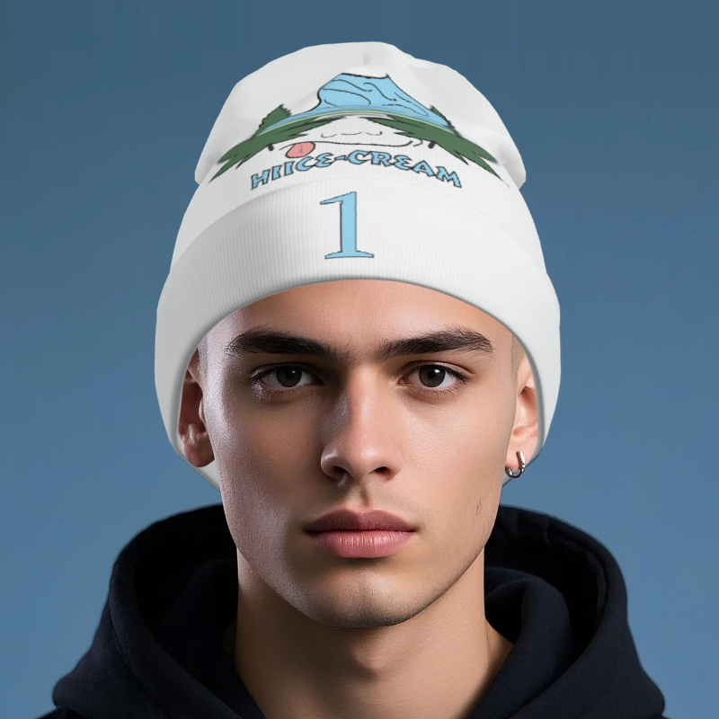 Printed Long Beanie - White - Original