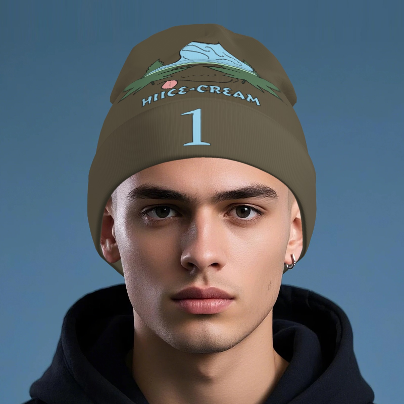 Printed Long Beanie - Gray Green - Original